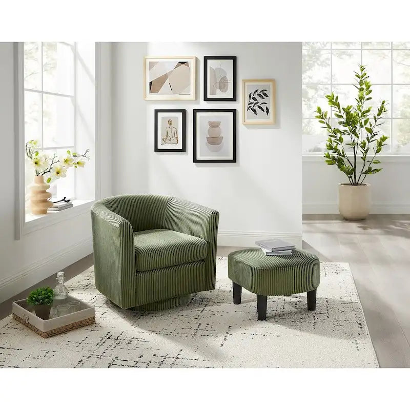 Sillón giratorio 360° con otomana