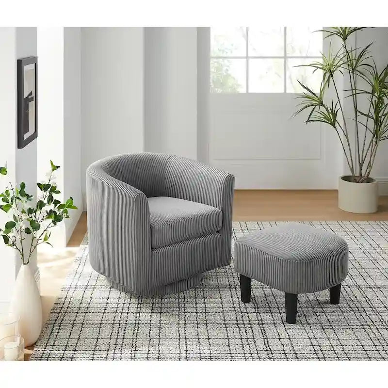 Sillón giratorio 360° con otomana
