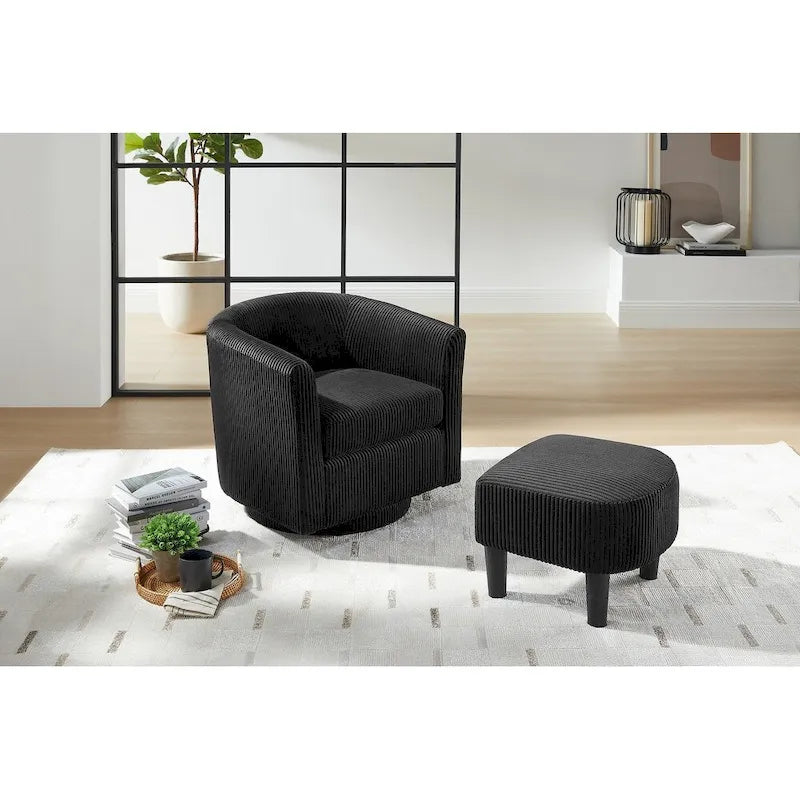 Sillón giratorio 360° con otomana