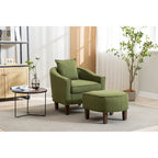 Sillón tapizado tipo barril con otomana