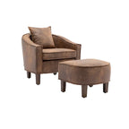 Sillón tapizado tipo barril con otomana