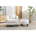 Sillón tapizado tipo barril con otomana