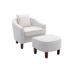 Sillón tapizado tipo barril con otomana