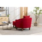 Sillón tapizado tipo barril con otomana