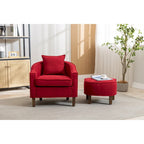 Sillón tapizado tipo barril con otomana
