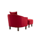 Sillón tapizado tipo barril con otomana