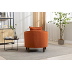 Sillón tapizado tipo barril con otomana