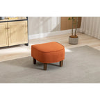 Sillón tapizado tipo barril con otomana