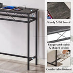 Mesa Consola con Estación de Carga y Puertos USB, Gris Carbón