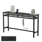 Mesa Consola con Estación de Carga y Puertos USB, Gris Carbón
