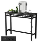 Mesa Consola con Estación de Carga y Puertos USB, Gris Carbón