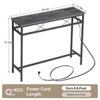 Mesa Consola con Estación de Carga y Puertos USB, Gris Carbón