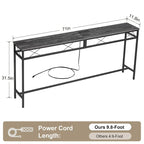 Mesa Consola con Estación de Carga y Puertos USB, Gris Carbón