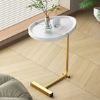 Mesa auxiliar en forma de C con estructura de metal, juego de 2 – Blanco