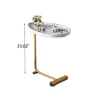 Mesa auxiliar en forma de C con estructura de metal, juego de 2 – Blanco