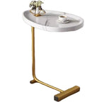 Mesa auxiliar en forma de C con estructura de metal, juego de 2 – Blanco
