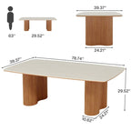 Mesa de conferencias con tablero de piedra sinterizada de 79 pulgadas y base de madera maciza