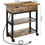 Mesa auxiliar con puertos USB y tomas de corriente