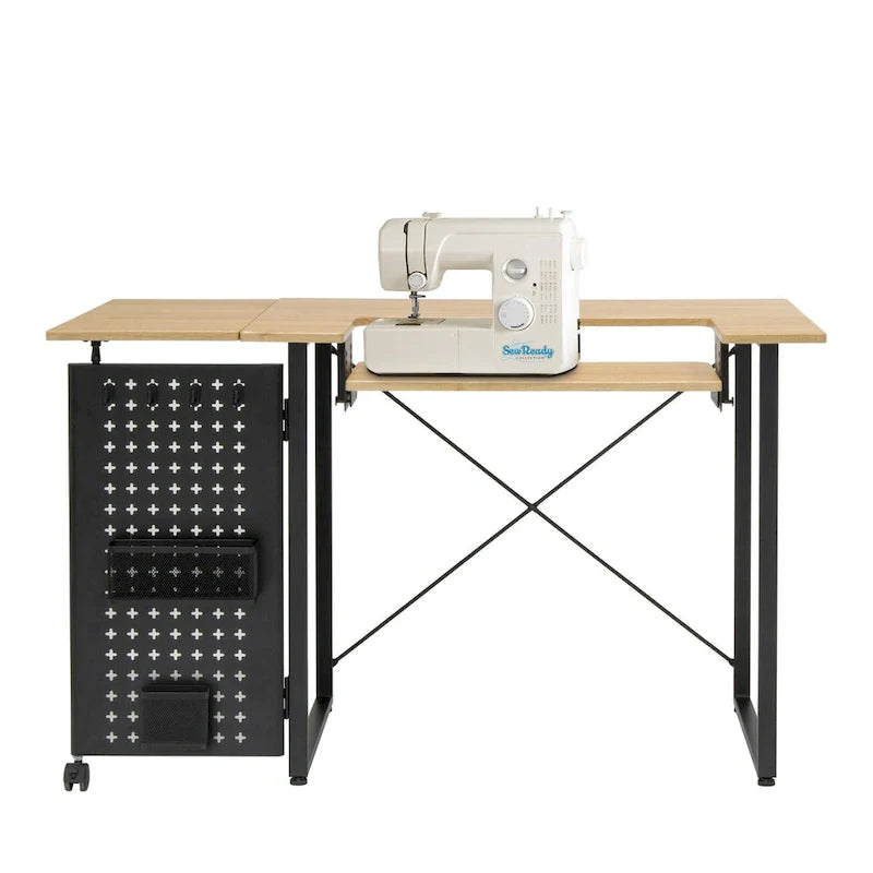 Mesa de costura Pivot con panel de almacenamiento y plataforma ajustable