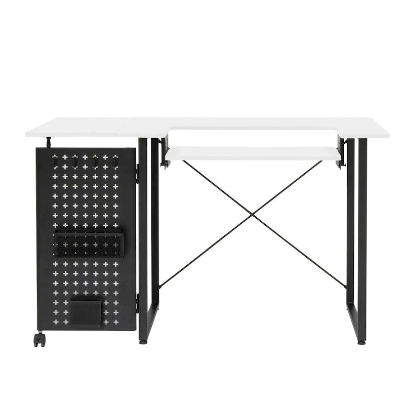 Mesa de costura Pivot con panel de almacenamiento y plataforma ajustable
