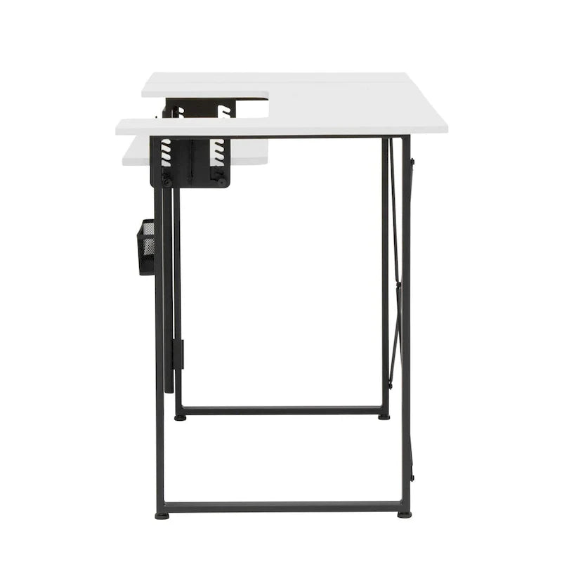 Mesa de costura Pivot con panel de almacenamiento y plataforma ajustable