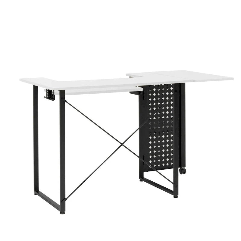 Mesa de costura Pivot con panel de almacenamiento y plataforma ajustable