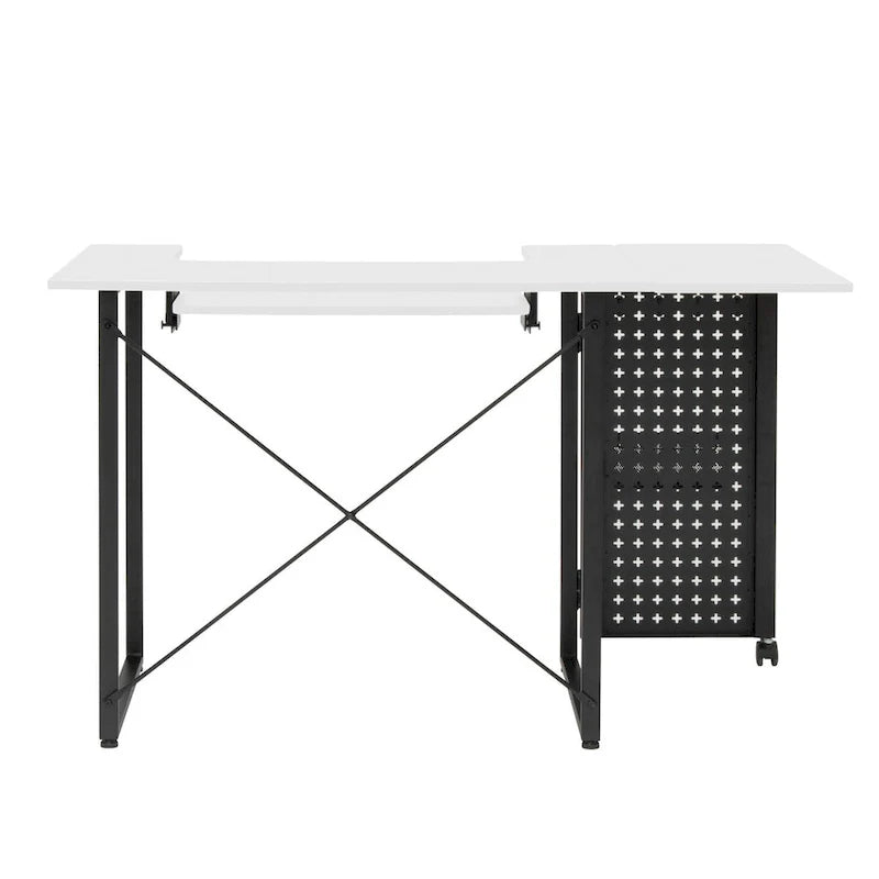 Mesa de costura Pivot con panel de almacenamiento y plataforma ajustable