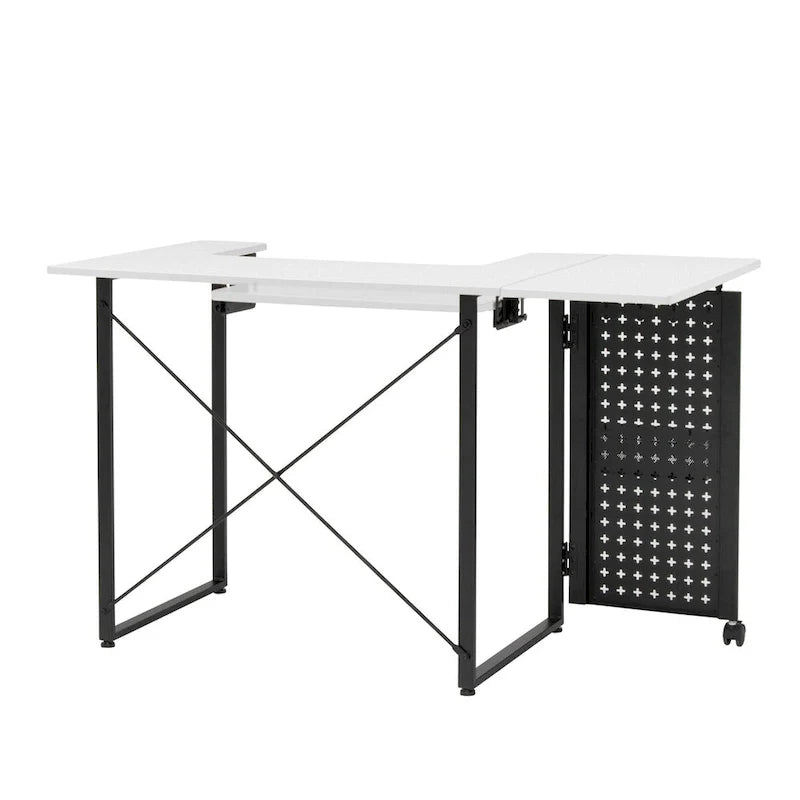 Mesa de costura Pivot con panel de almacenamiento y plataforma ajustable