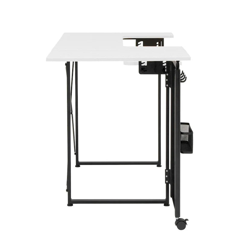 Mesa de costura Pivot con panel de almacenamiento y plataforma ajustable