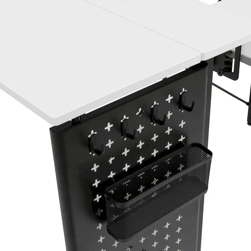 Mesa de costura Pivot con panel de almacenamiento y plataforma ajustable