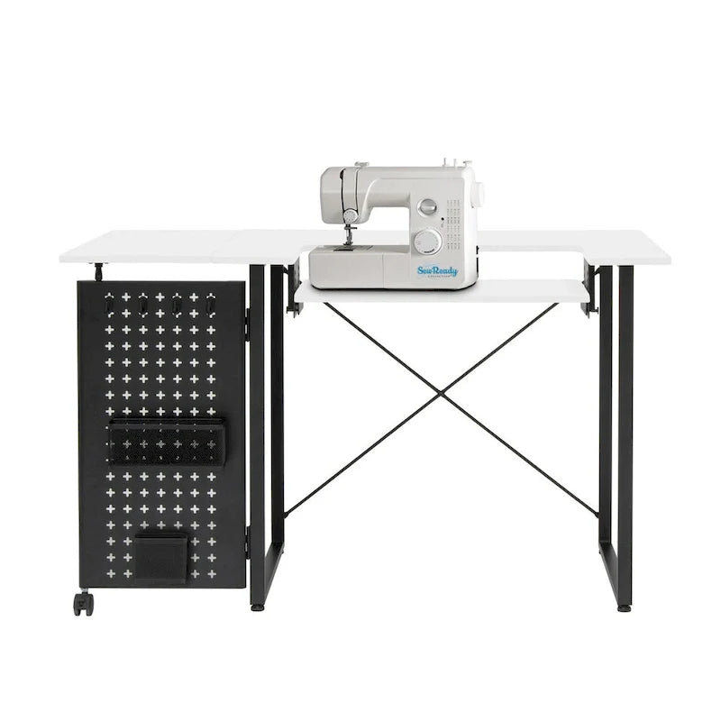 Mesa de costura Pivot con panel de almacenamiento y plataforma ajustable